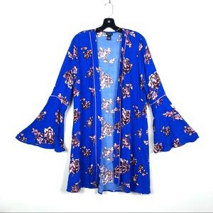 [Rue 21] Blue Floral Bell Sleeve Kimono Boho